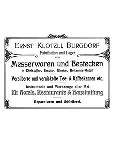 Visitenkarte von Ernst Alfred Klötzli