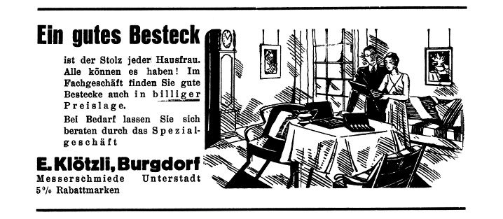 Inserat für Bestecke von Ernst Klötzli 