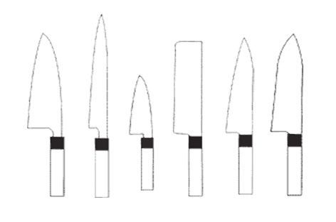 Japanese knives shapes that can be resharpened in the Klotzli workshop