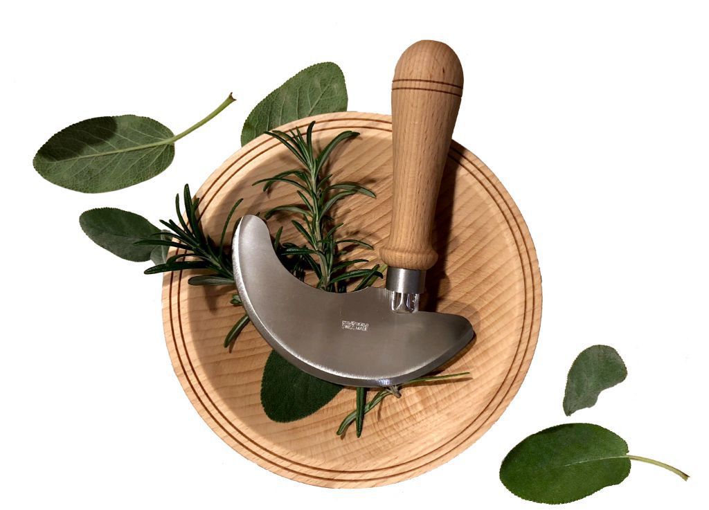 Klötzli one hand mincing Knife for herbs, made in Switzerland